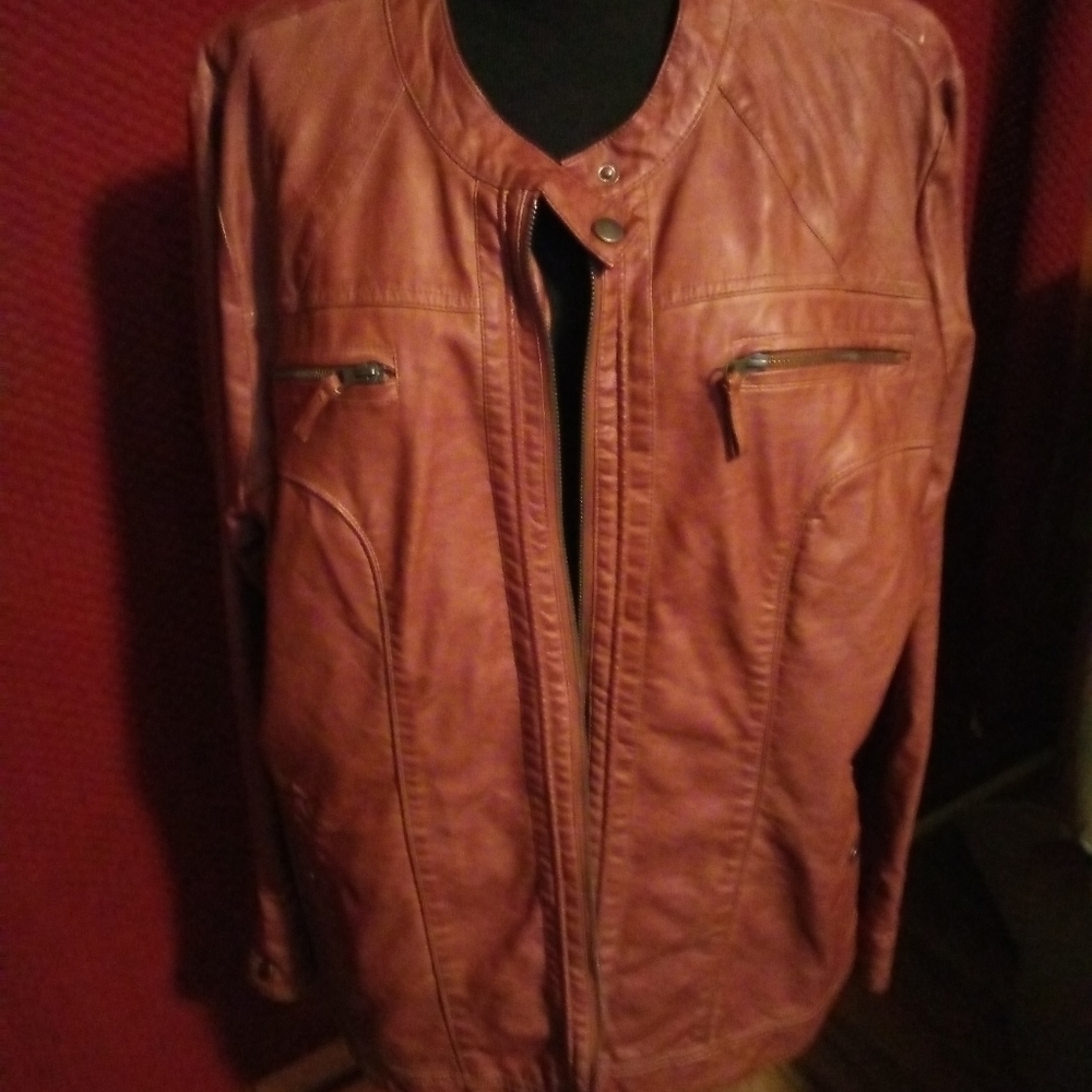 Valerie Stevens Women faux leather brown jacket